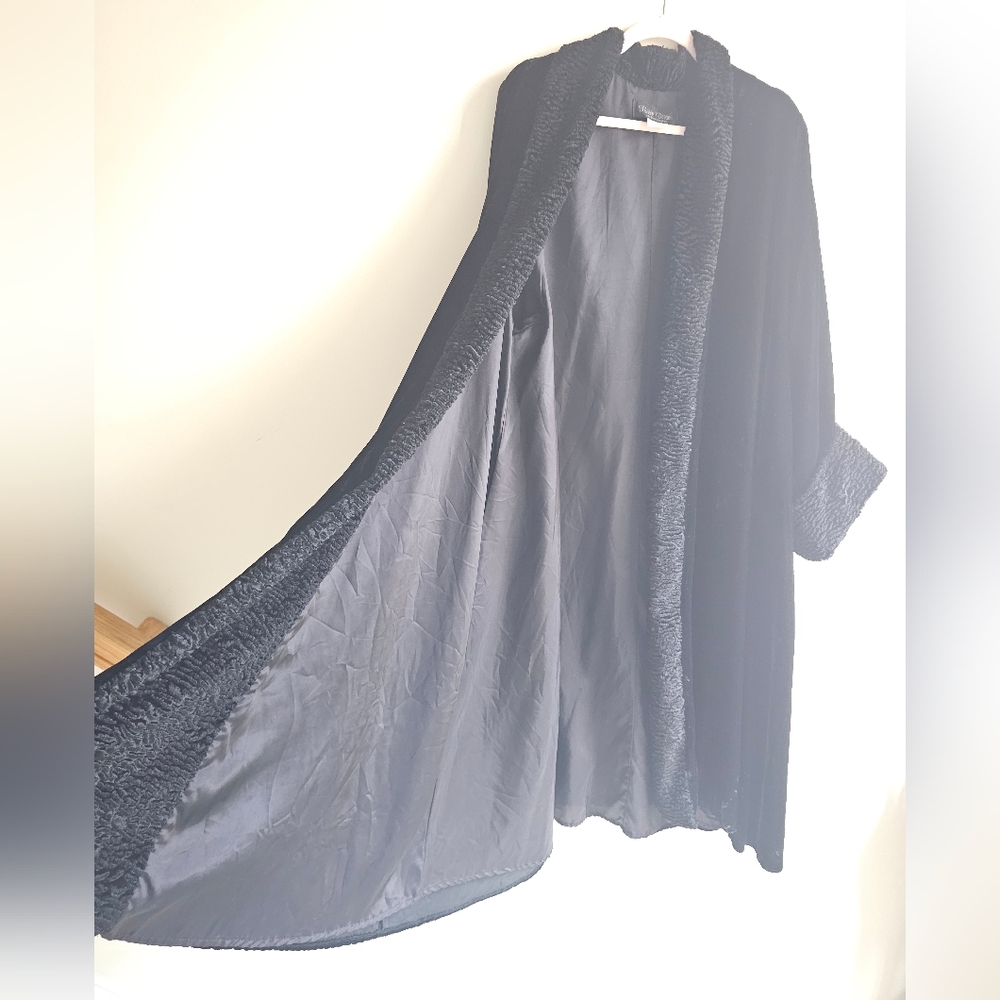 Vintage Y2K Fleece Dreams Martha's Vineyard Rayon Velvet Faux Fur Duster XL - Picture 9 of 15